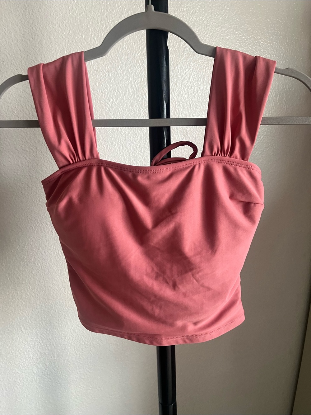 Square Neck Bikini Crop Top in Dusty Pink